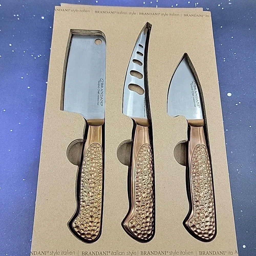 Brandani Grand Chef Italian-style 3-Piece Stainless Steel Cheese Knife Set